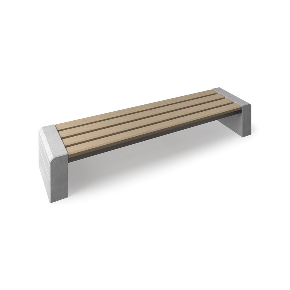 Ławka betonowa Classic 218x50x40h w przestrzeni miejskiej