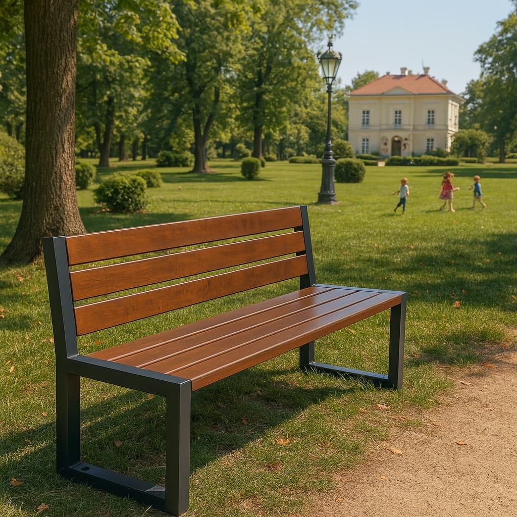 Ławka nowoczesna z oparciem bez podłokietników