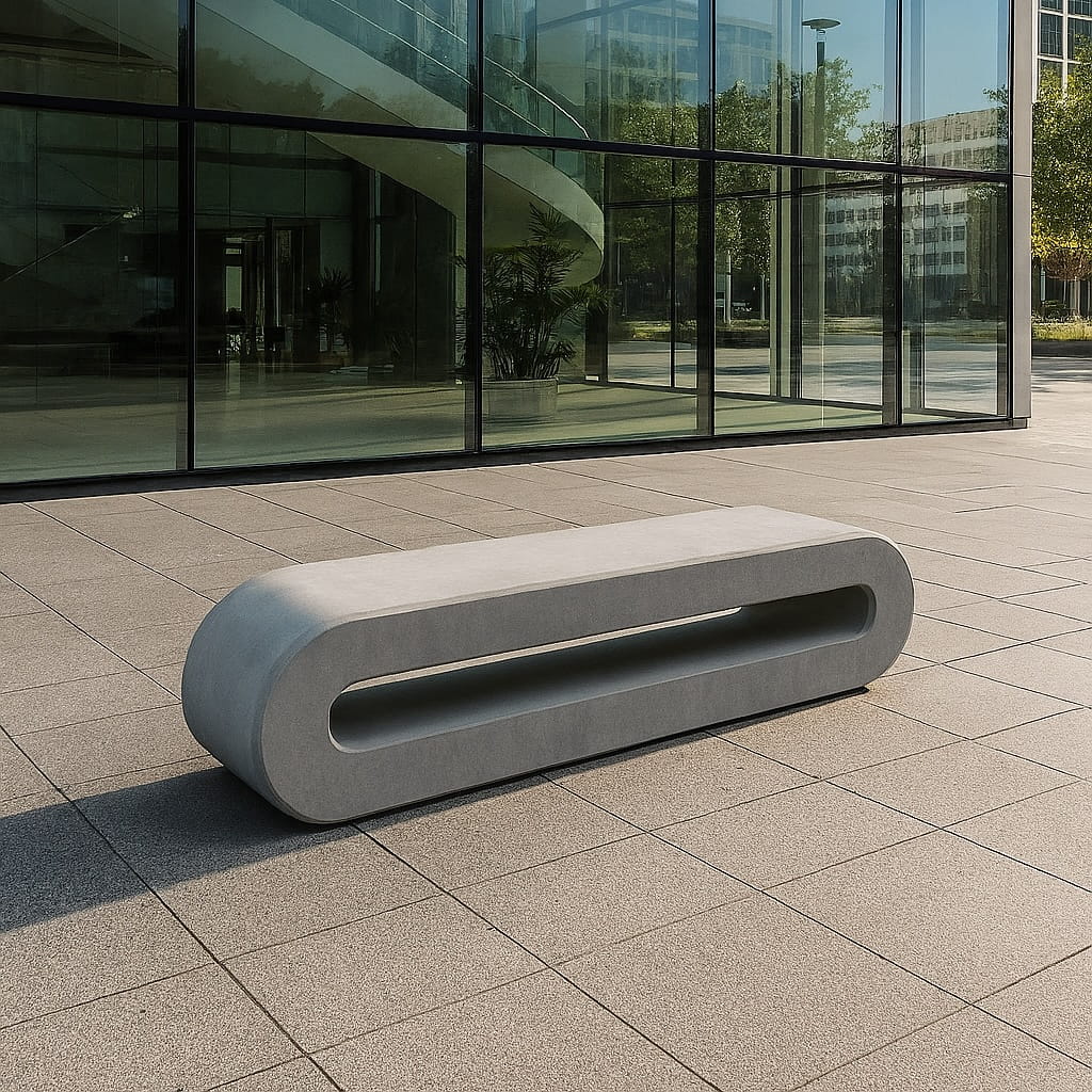 Siedzisko betonowe Owal 130x38x42h Siedzisko Betonowe Owal to minimalistyczny el